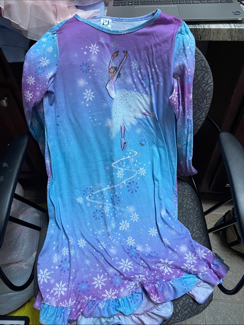 Blue Purple Ballerina Snowflake Nightgown Pajama Dress